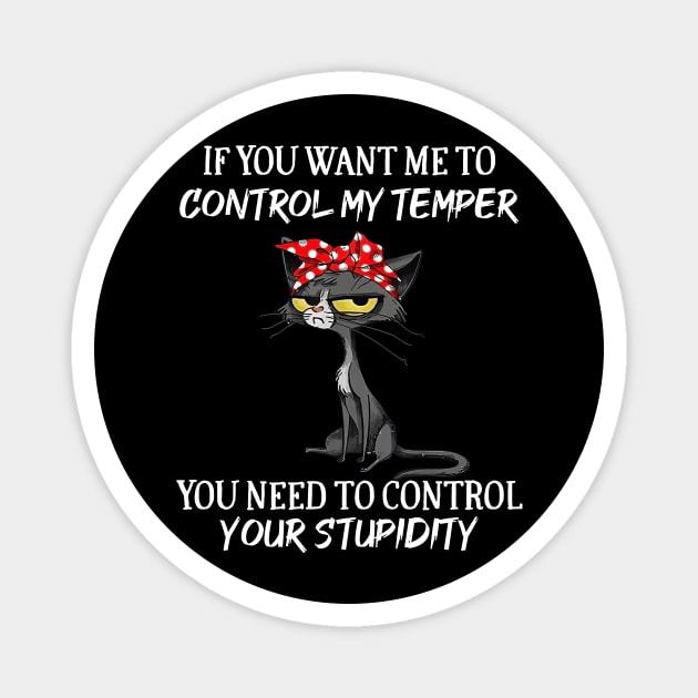 Black Cat Funny If You Want Me To Control My Temper Magnet by Benko Clarence